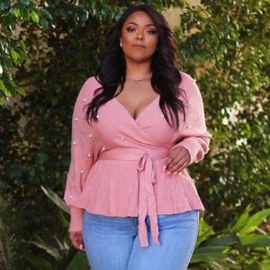 Mauve FN Wrap Me In Pearls pablum Sweater